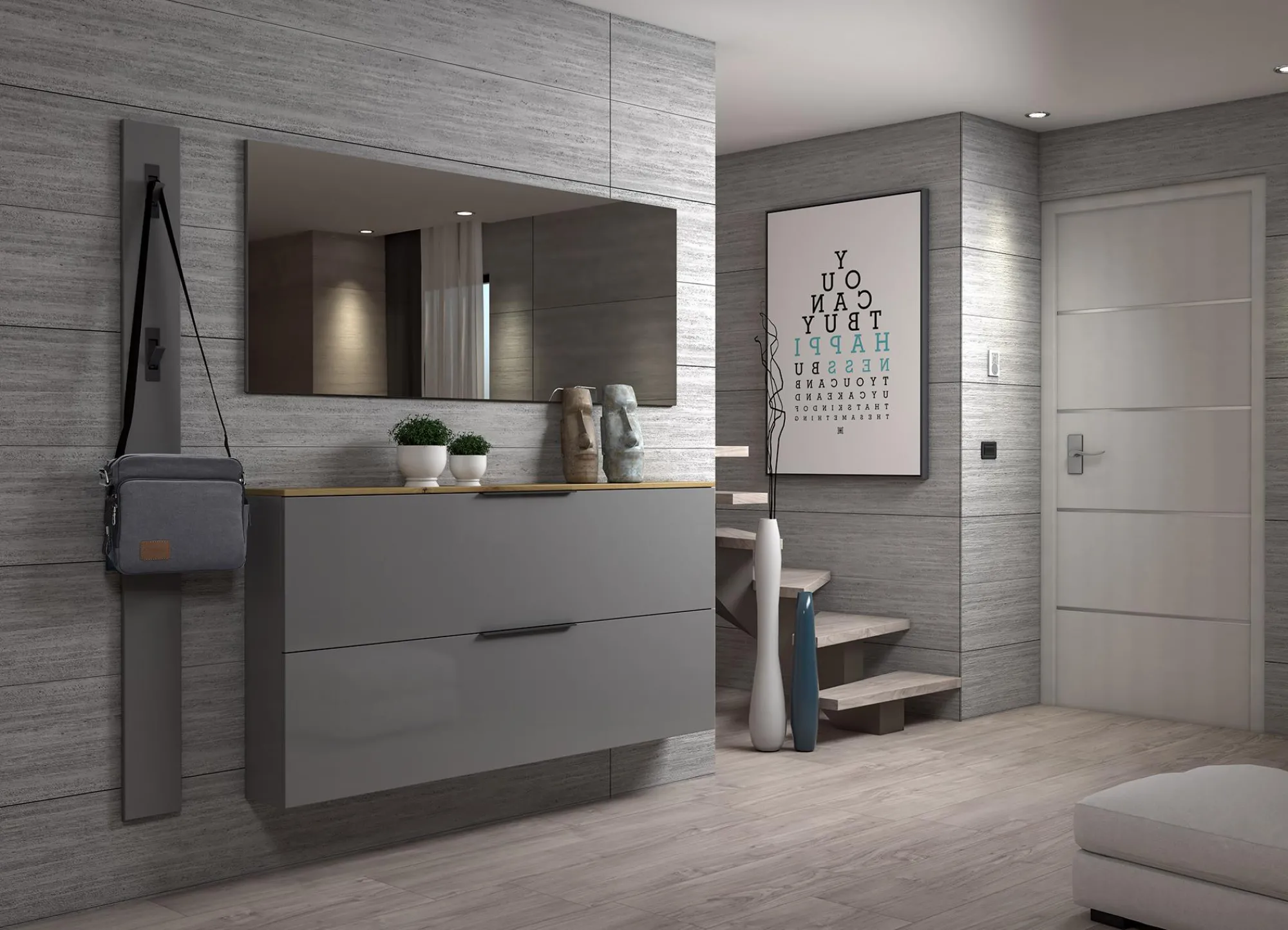 Appendiabiti Ascrea, 15x2h170 cm, Grigio e Antracite<Dmora Outlet