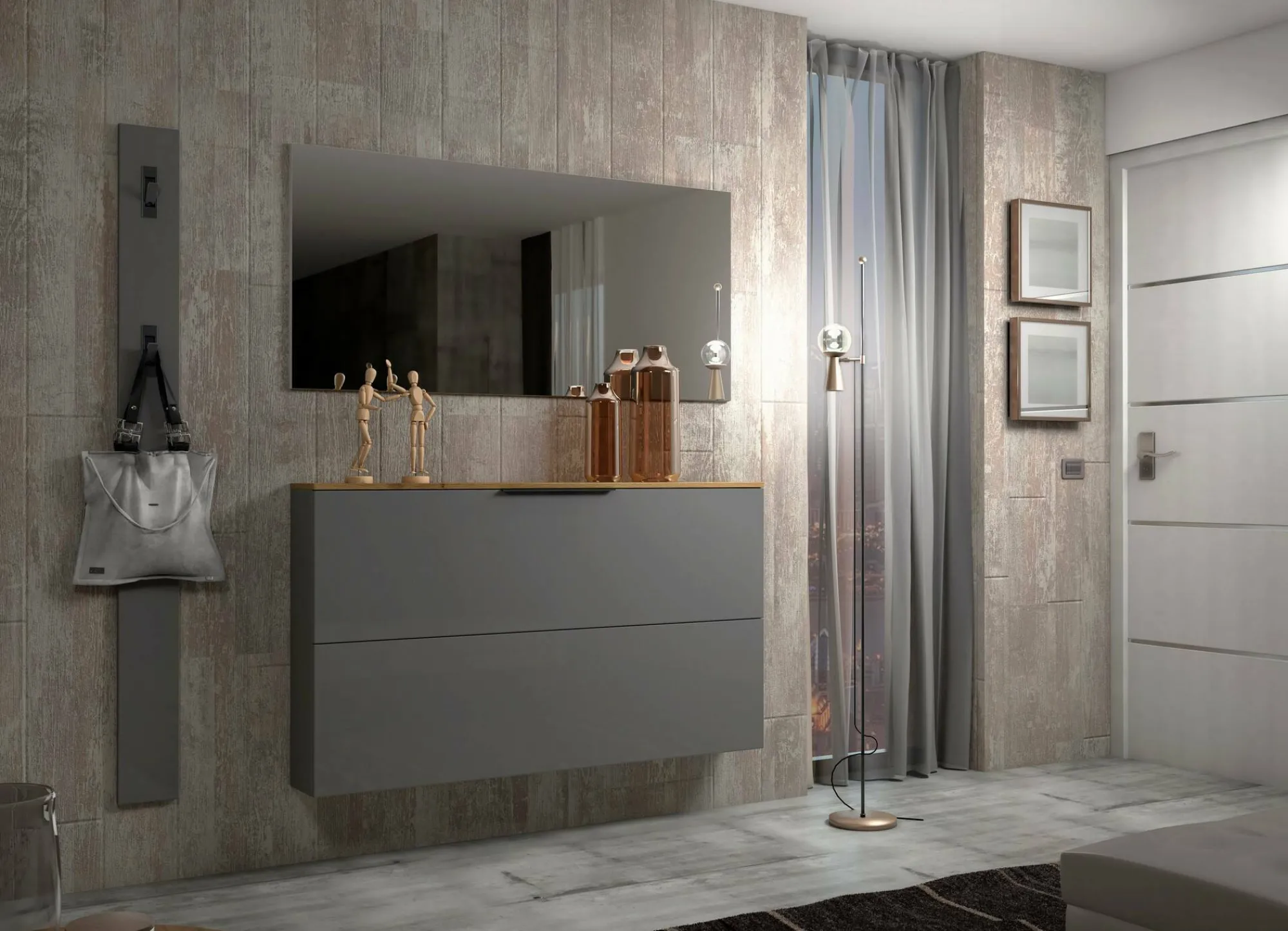 Appendiabiti Ascrea, 15x2h170 cm, Grigio e Antracite<Dmora Outlet