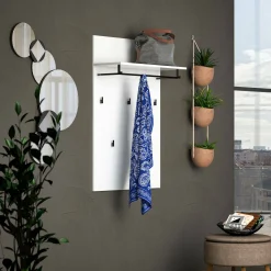 Appendiabiti Henry, 80x115h26 cm, Bianco lucido e Antracite<Dmora New