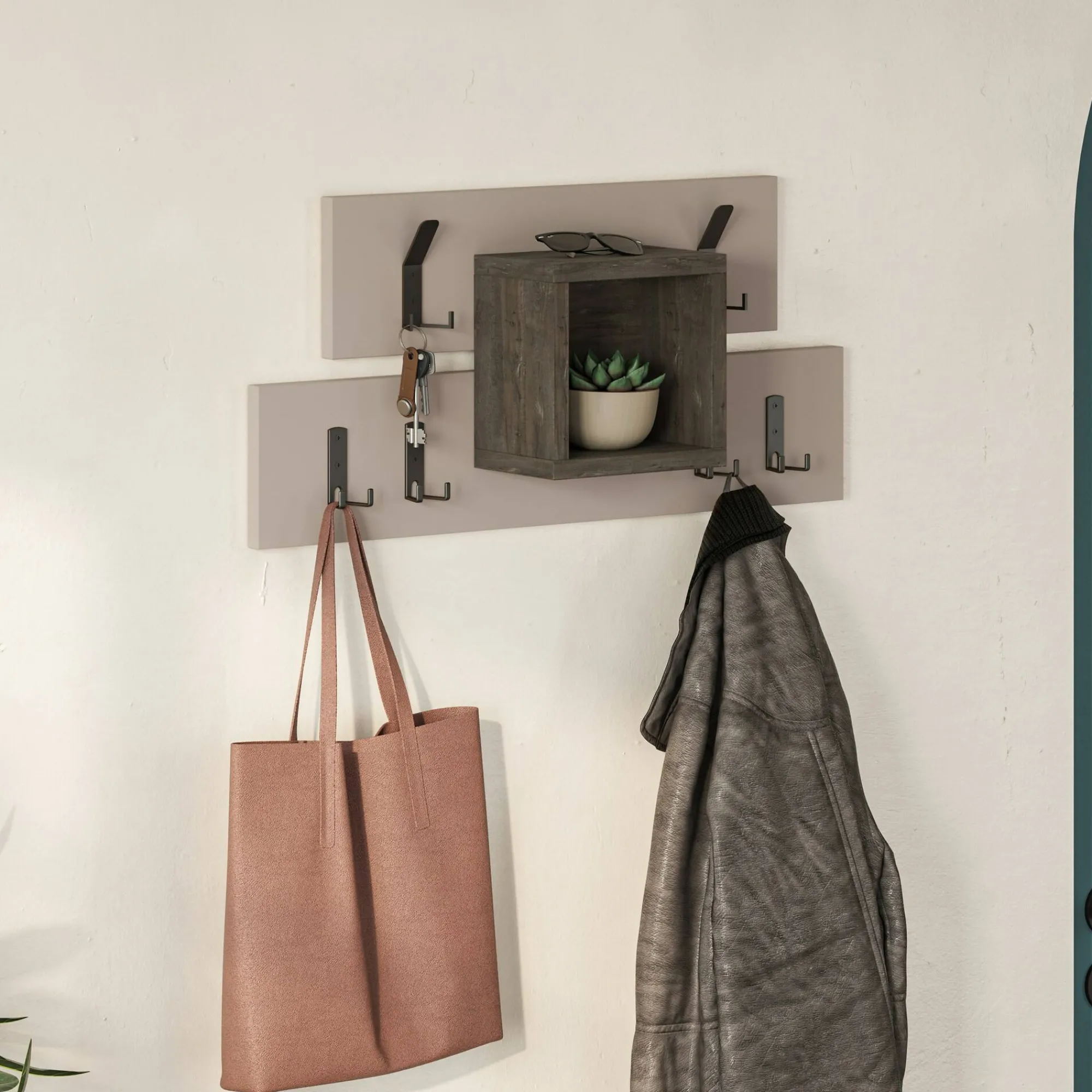 Appendiabiti Jimena, 68x15 h32 cm, Marrone e Beige<Dmora Best