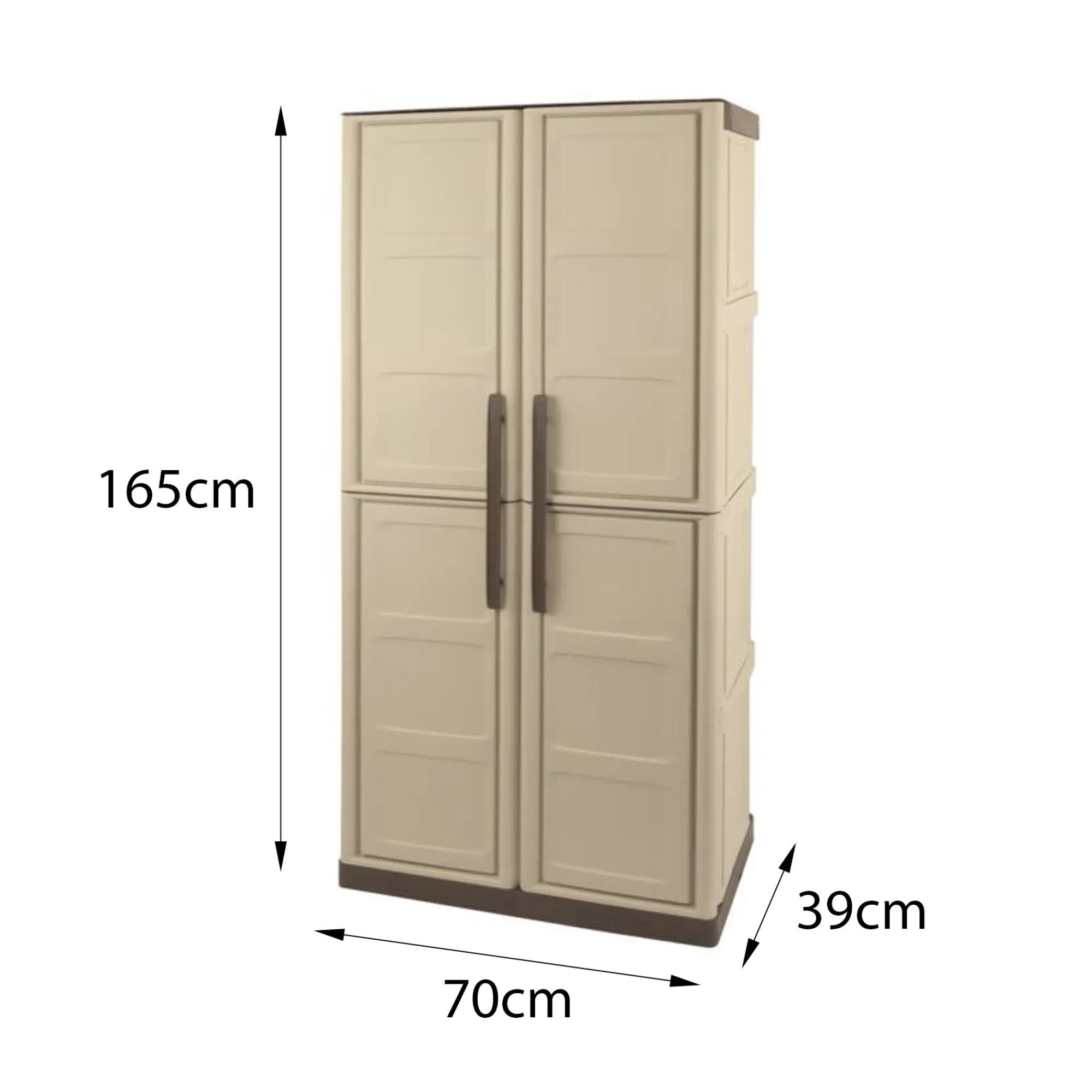 Armadio da esterno Adenina, Beige e Marrone, 70x39h165 cm Finitura quadri<Dmora Clearance