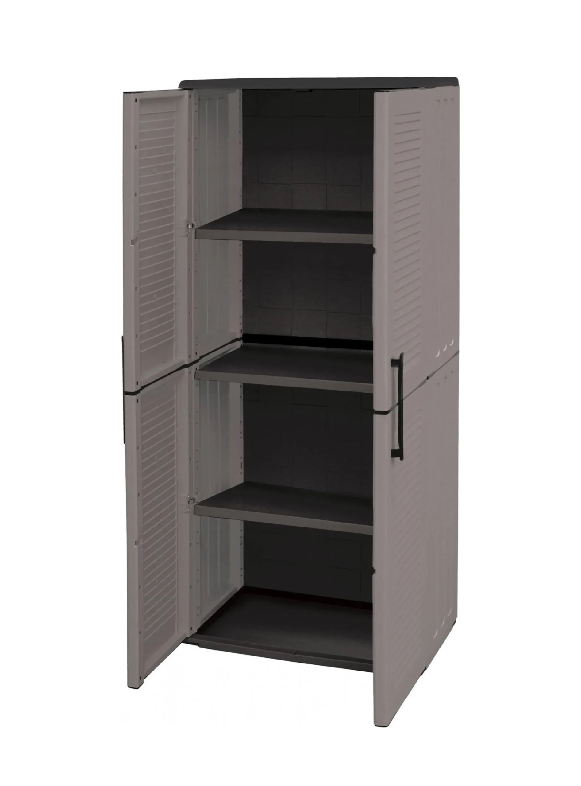 Armadio da esterno Akina, Grigio e Nero, Finitura righe<Dmora Outlet