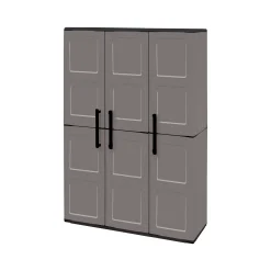Armadio da esterno Amordel, Grigio e Nero, 102x37h163 cm Finitura quadri<Dmora Cheap