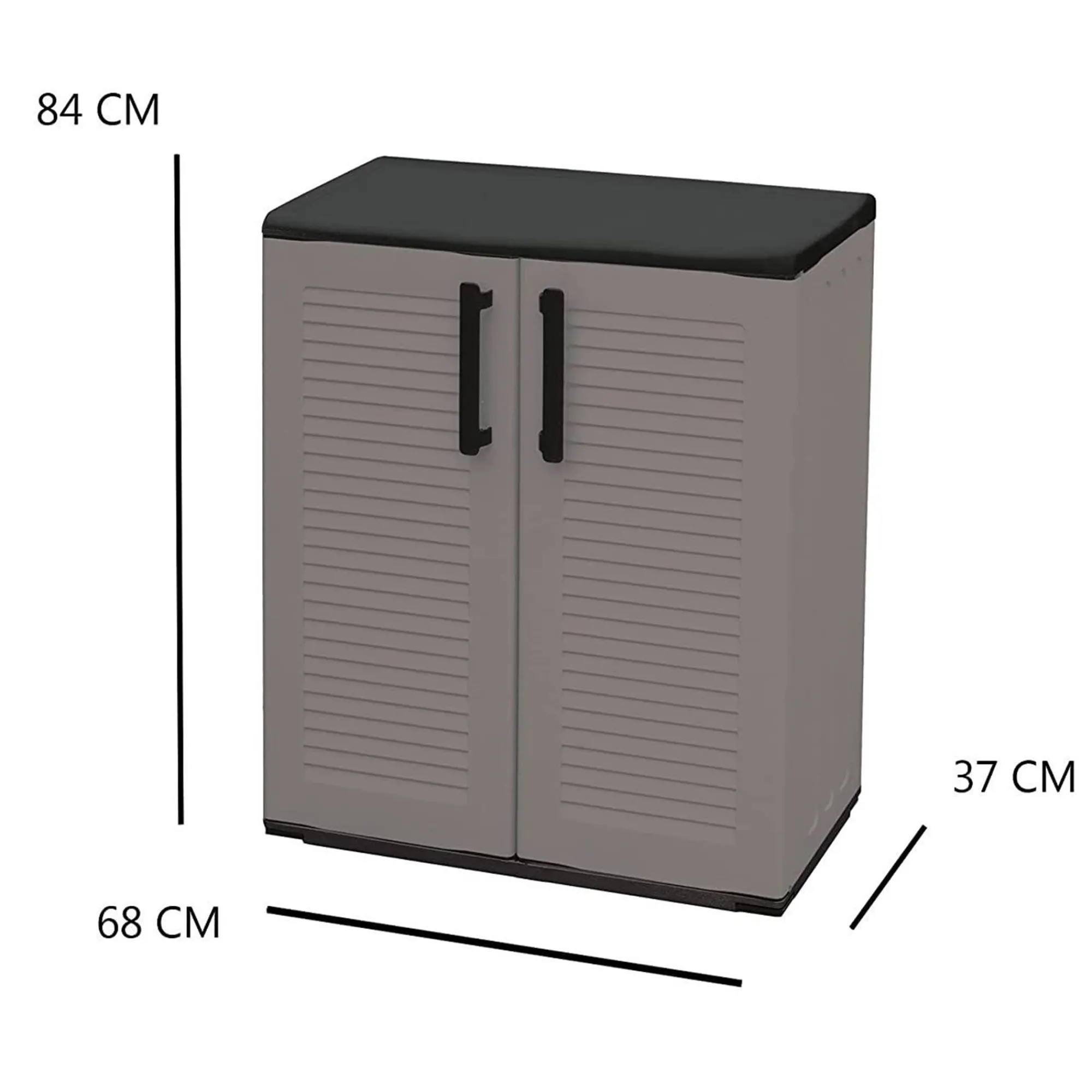 Armadio da esterno Amordel, Grigio e Nero, 68x37h84 cm Finitura righe<Dmora Clearance