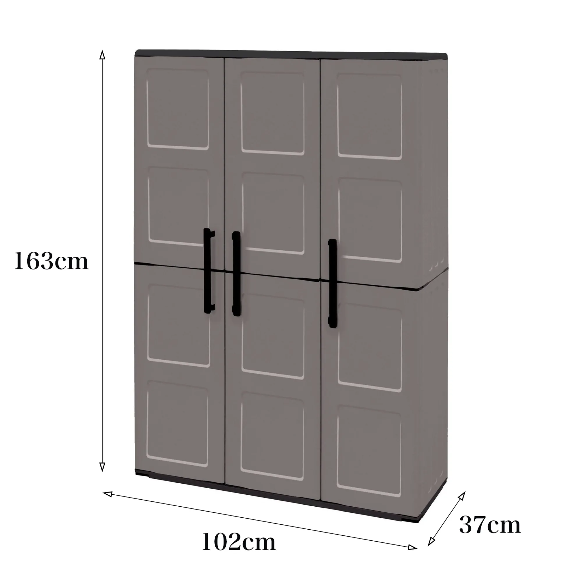Armadio da esterno Amordel, Grigio e Nero, 102x37h163 cm Finitura quadri<Dmora Cheap