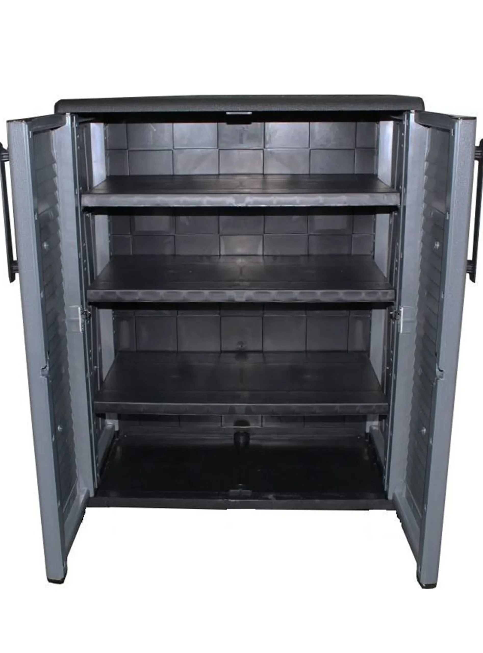 Armadio da esterno Amordel, Grigio e Nero, 68x37h84 cm Finitura righe<Dmora Clearance