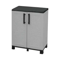 Armadio da esterno Anthony, Grigio chiaro e Nero, Finitura righe<Dmora Outlet
