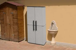 Armadio da esterno Arabel, Grigio e Nero, Finitura righe<Dmora Best Sale