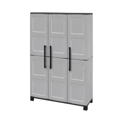Armadio da esterno Aruro, 102x37h169 cm, Grigio chiaro e Nero Finitura quadri<Dmora Best Sale