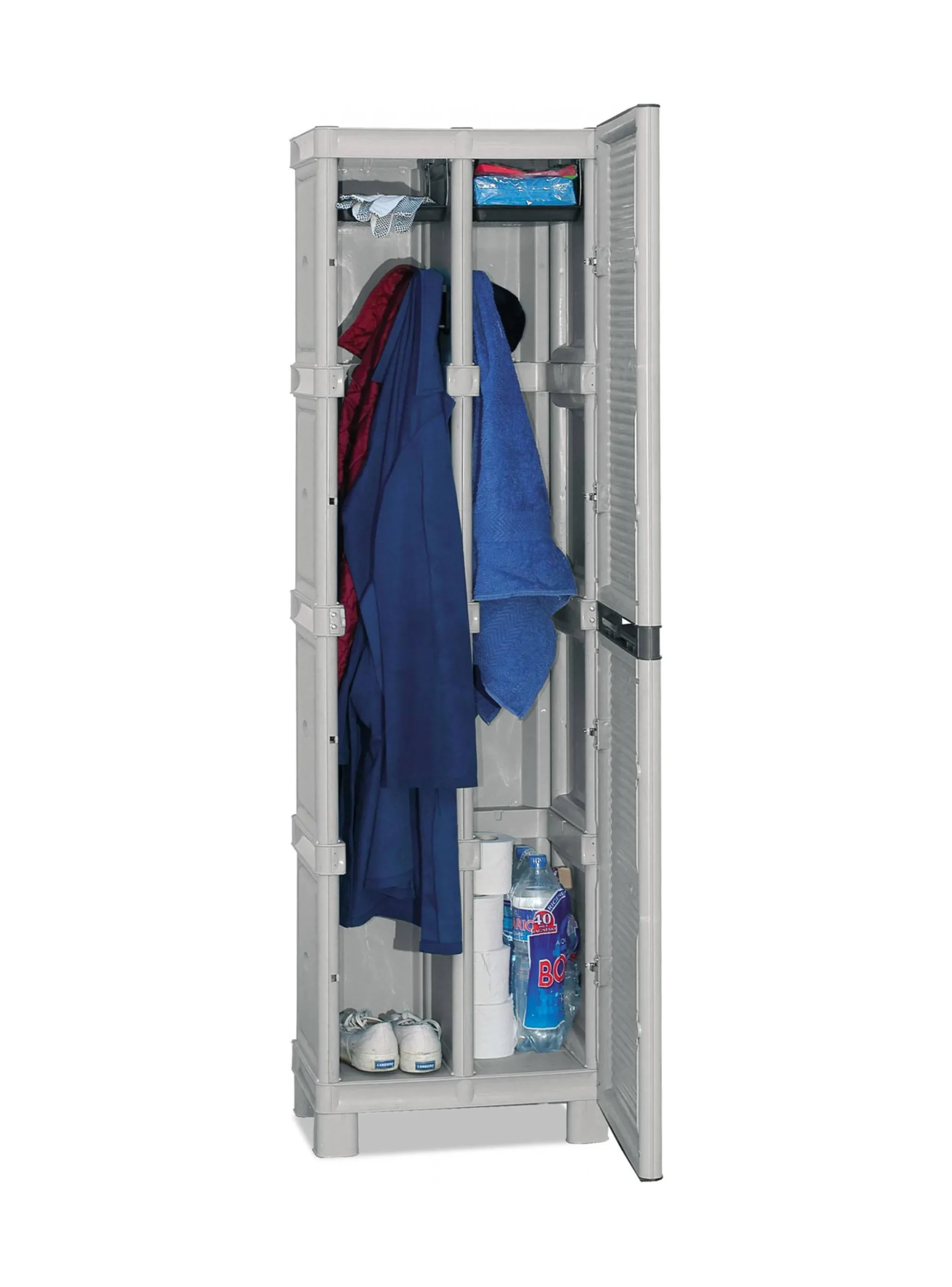 Armadio da esterno Gervasia, 50x39h172 cm, Grigio chiaro e Nero<Dmora Clearance