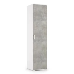 Armadio multiuso 1 anta Aloise, 45x45h195 cm, Cemento e Bianco<Dmora Clearance