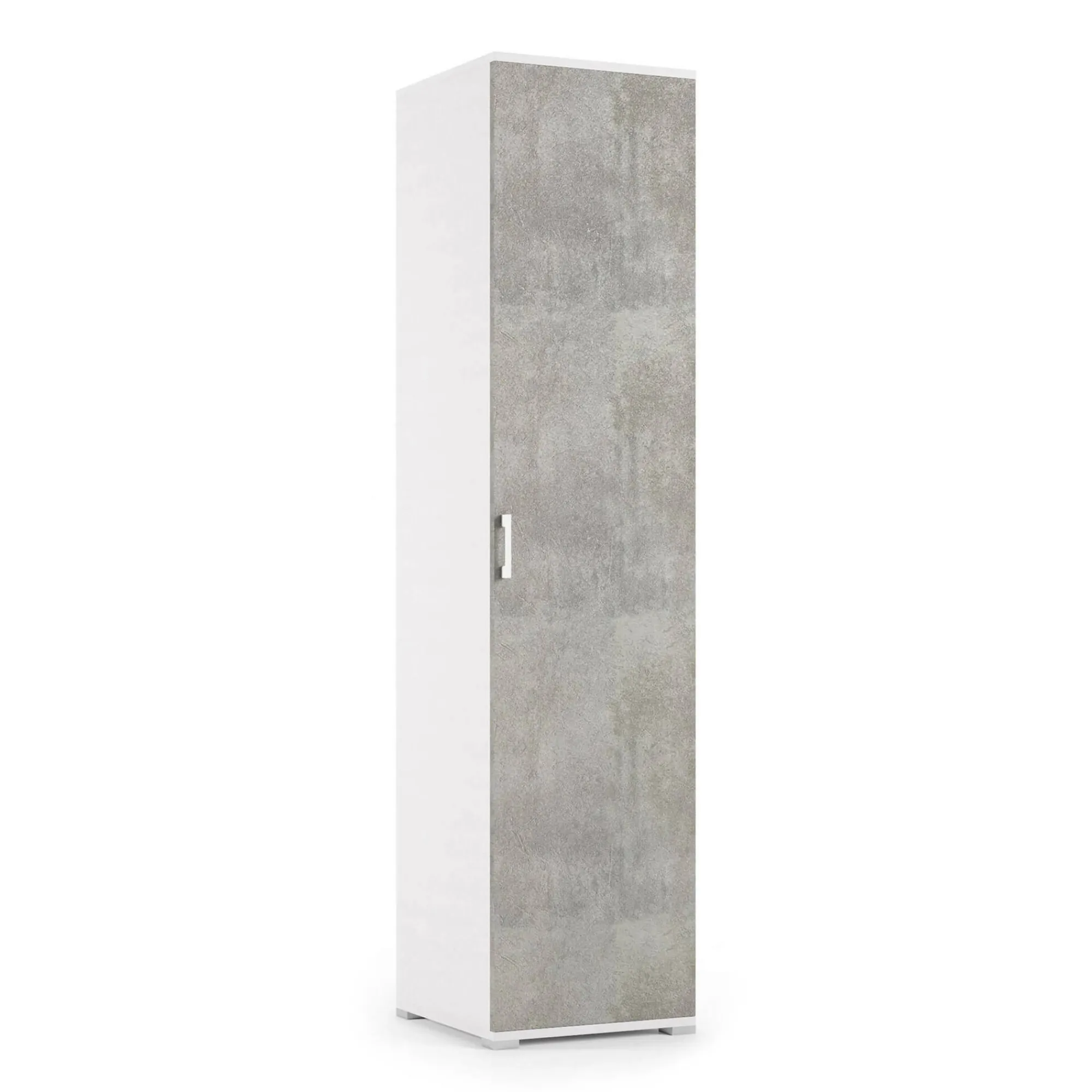 Armadio multiuso 1 anta Aloise, 45x45h195 cm, Cemento e Bianco<Dmora Clearance