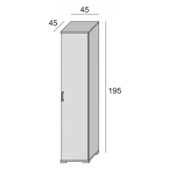 Armadio multiuso 1 anta Aloise, 45x45h195 cm, Rovere e Bianco<Dmora Discount