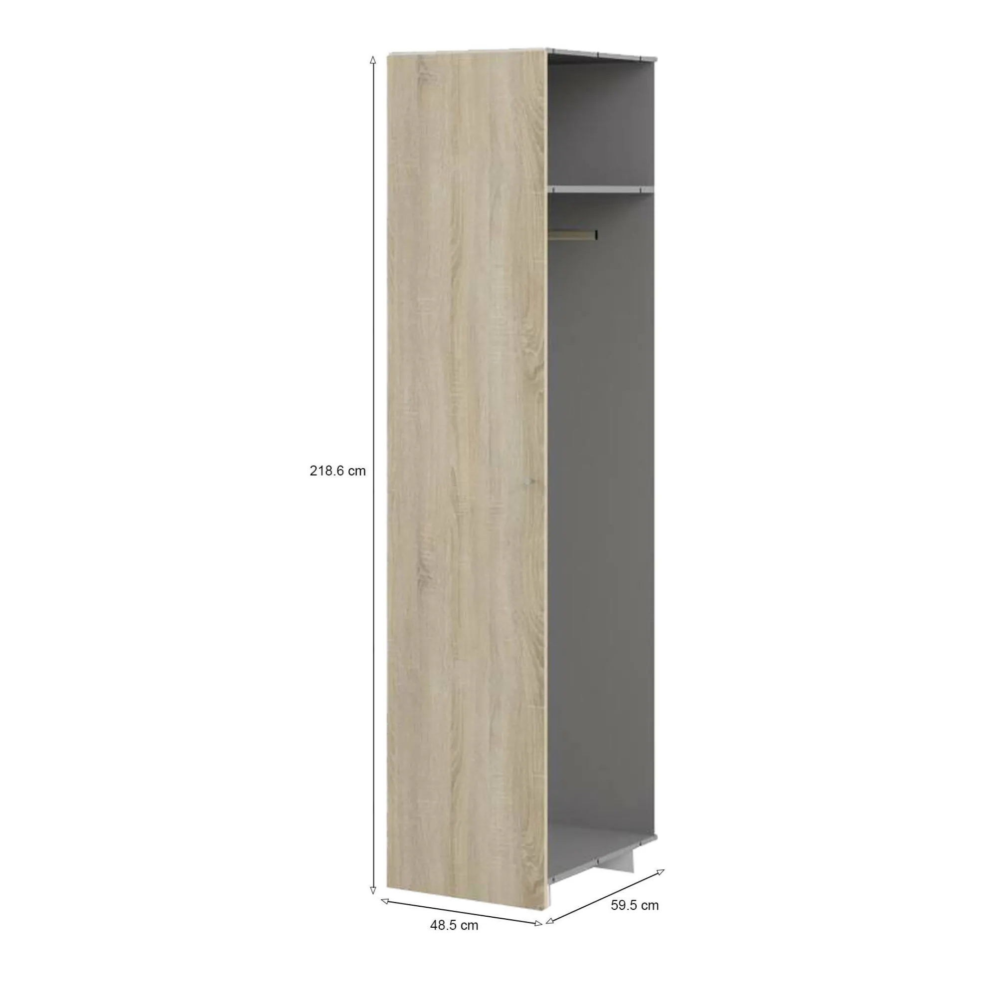 Armadio multiuso 1 anta Aldeno, 60x49 h219 cm,<Dmora Sale
