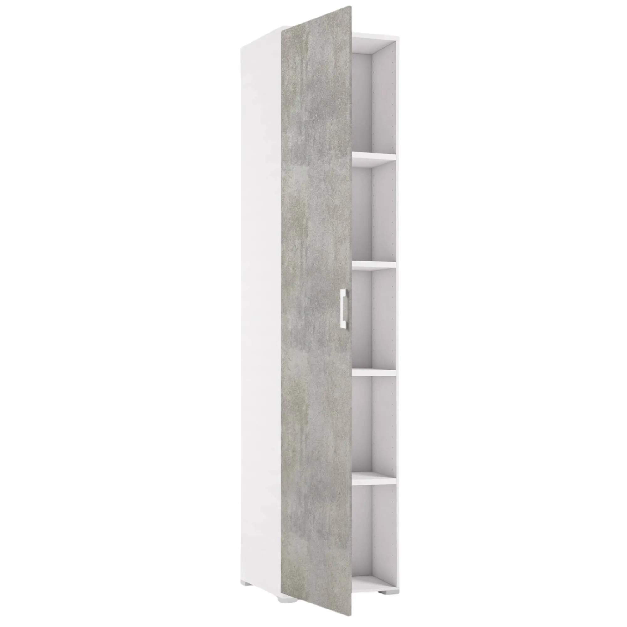Armadio multiuso 1 anta Aloise, 45x45h195 cm, Cemento e Bianco<Dmora Clearance
