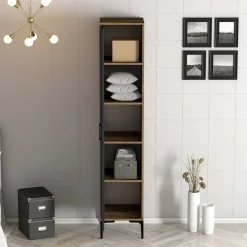 Armadio multiuso 1 anta Asfodelo, 40x201h48 cm, Noce e Antracite<Dmora Best