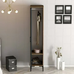 Armadio multiuso 1 anta Asfodelo, 40x201h48 cm, Noce e Antracite<Dmora Best