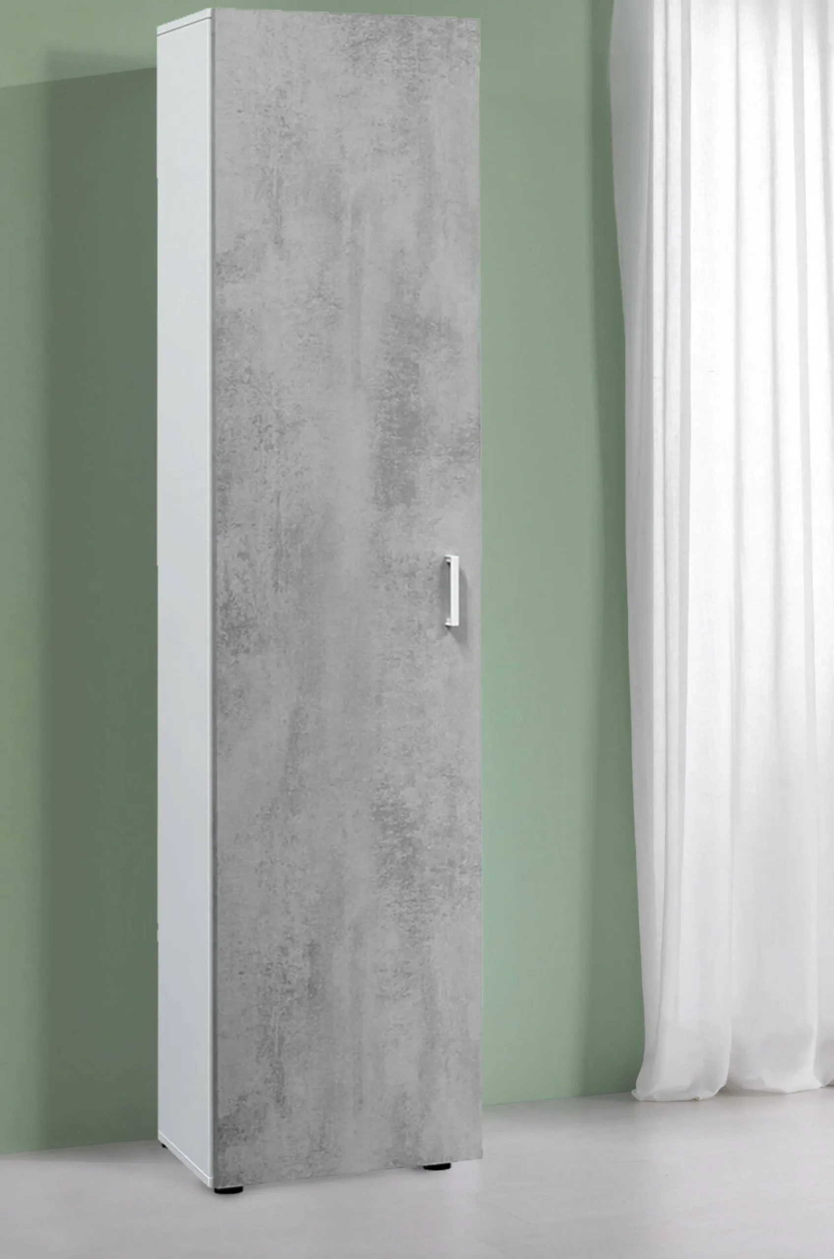 Armadio multiuso 1 anta Avlis, 41x37h182 cm, Cemento e Bianco<Dmora Outlet