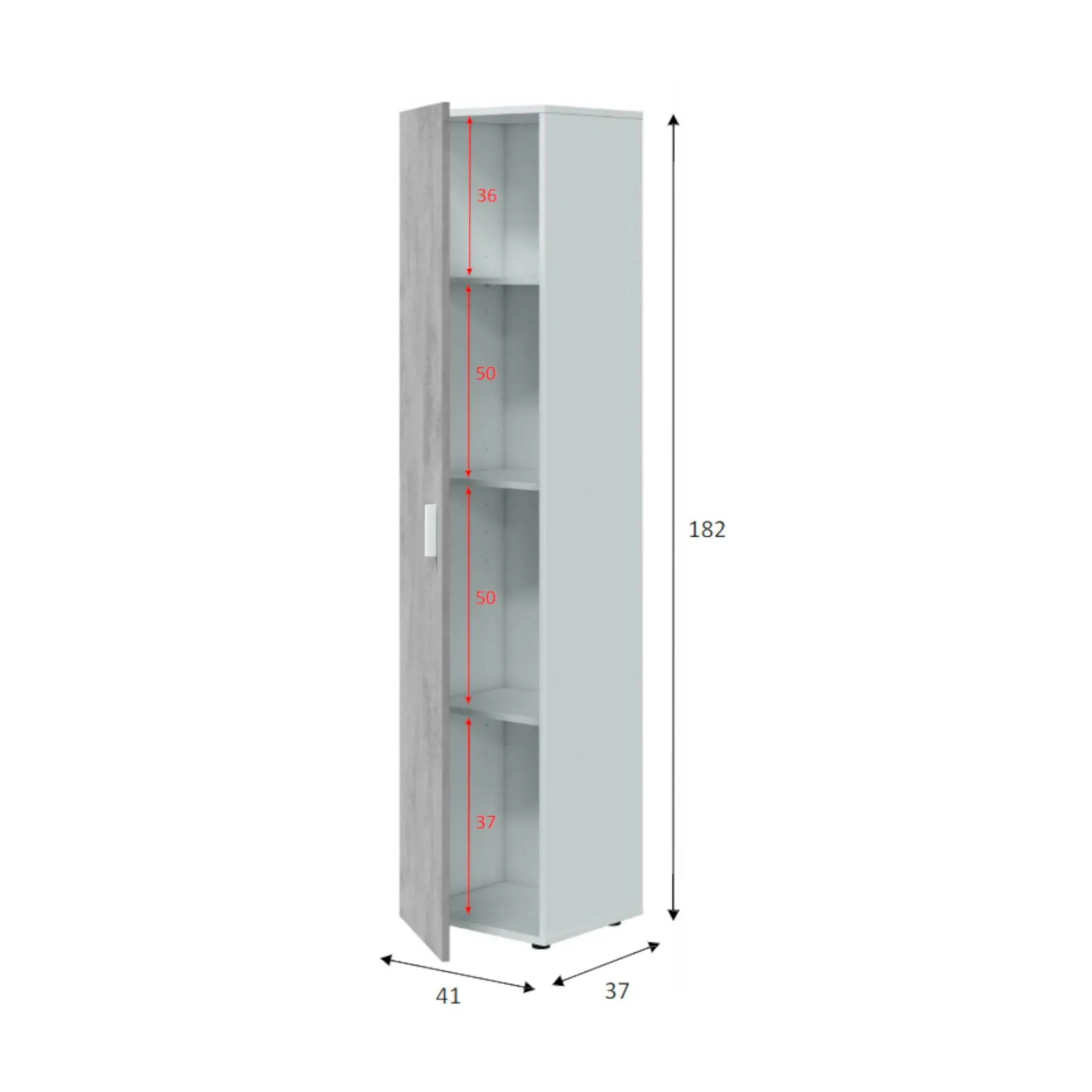 Armadio multiuso 1 anta Avlis, 41x37h182 cm, Cemento e Bianco<Dmora Outlet
