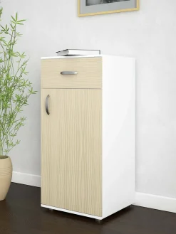 Armadio multiuso 1 anta Basiglio, 45x40h85 cm, Bianco e Rovere<Dmora Hot