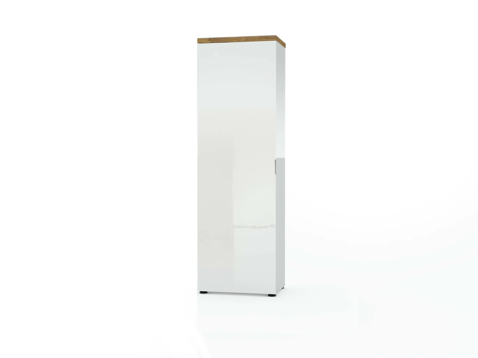 Armadio multiuso 1 anta Dcun, 60x40h190 cm, Bianco lucido e Rovere<Dmora Clearance