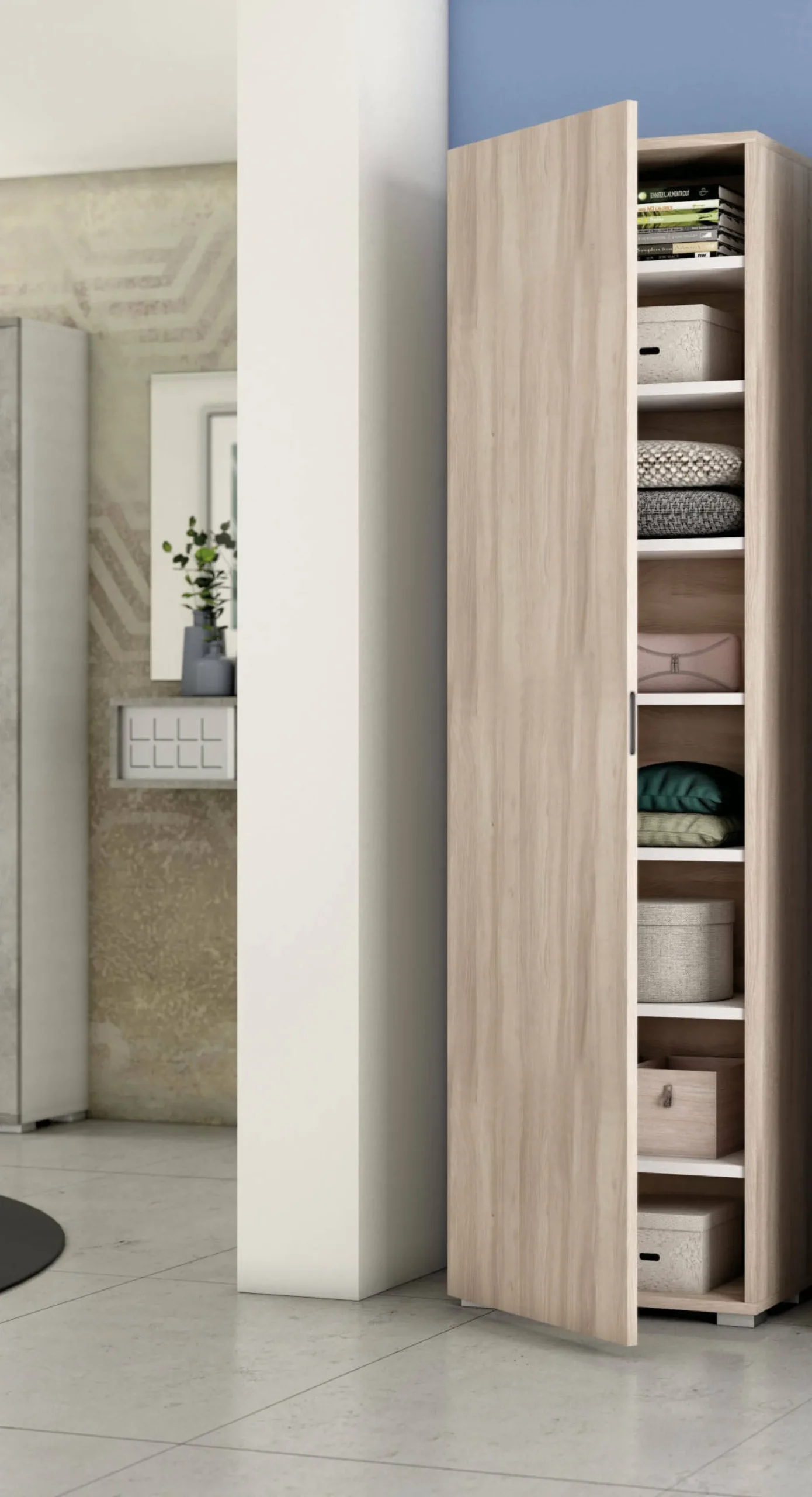 Armadio multiuso 1 anta Ddarbo, 50x30h182 cm, Olmo<Dmora Shop