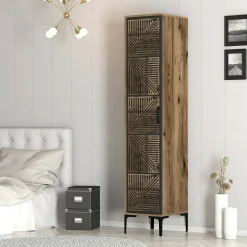 Armadio multiuso 1 anta Giusta, 48x40h201 cm, Noce e Antracite<Dmora Online