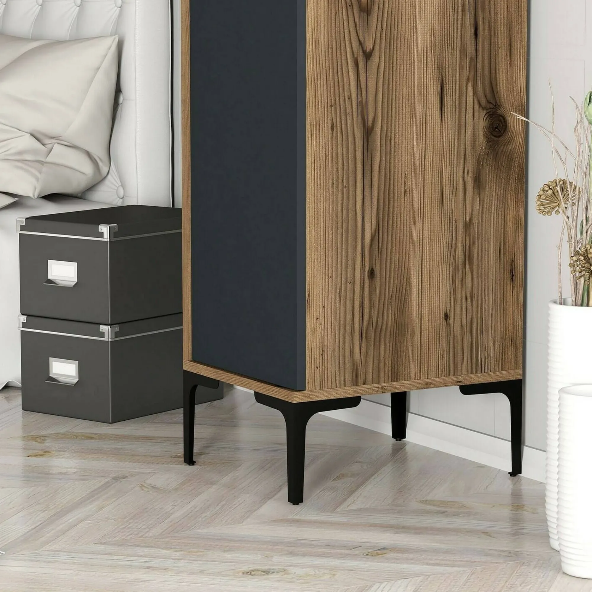 Armadio multiuso 1 anta Giusta, 40x201h48 cm, Noce e Antracite<Dmora Flash Sale