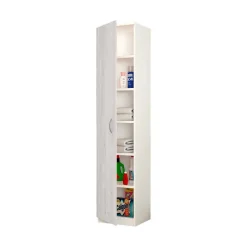 Armadio multiuso 1 anta Ivo, 40x36h186 cm, Bianco e Cemento<Dmora Hot