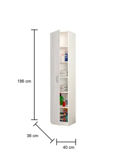 Armadio multiuso 1 anta Ivo, 40x36h186 cm, Bianco e Cemento<Dmora Hot