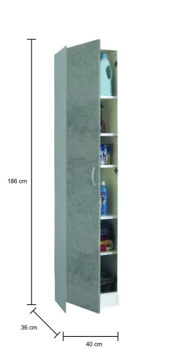 Armadio multiuso 1 anta Ivo, 40x36h186 cm, Bianco e Marrone<Dmora Cheap