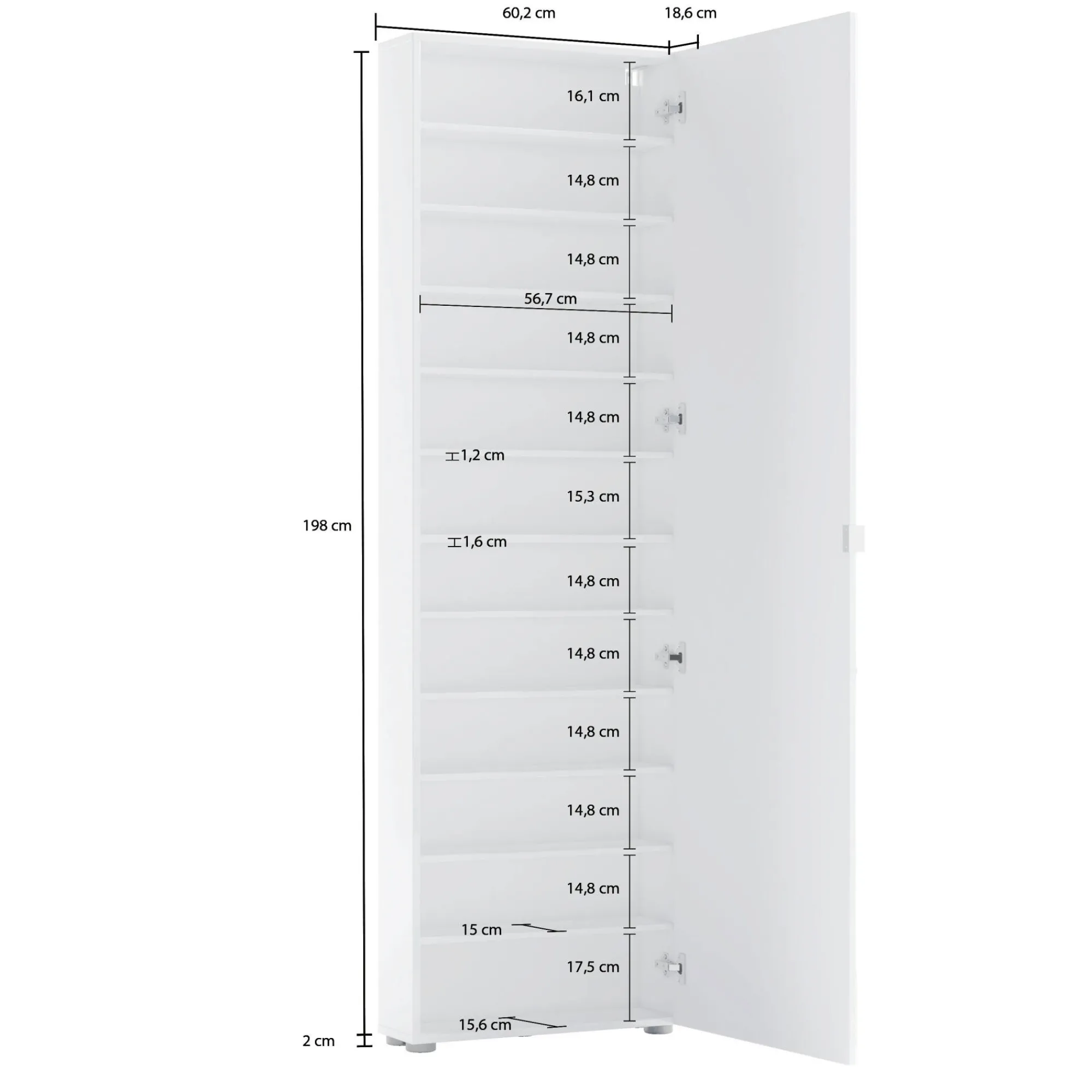 Armadio multiuso 1 anta Prehnite, 60x19h200 cm,<Dmora Outlet