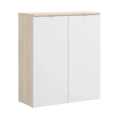 Armadio multiuso 2 ante Alicha, 79x40h96 cm, Bianco e Rovere<Dmora Sale
