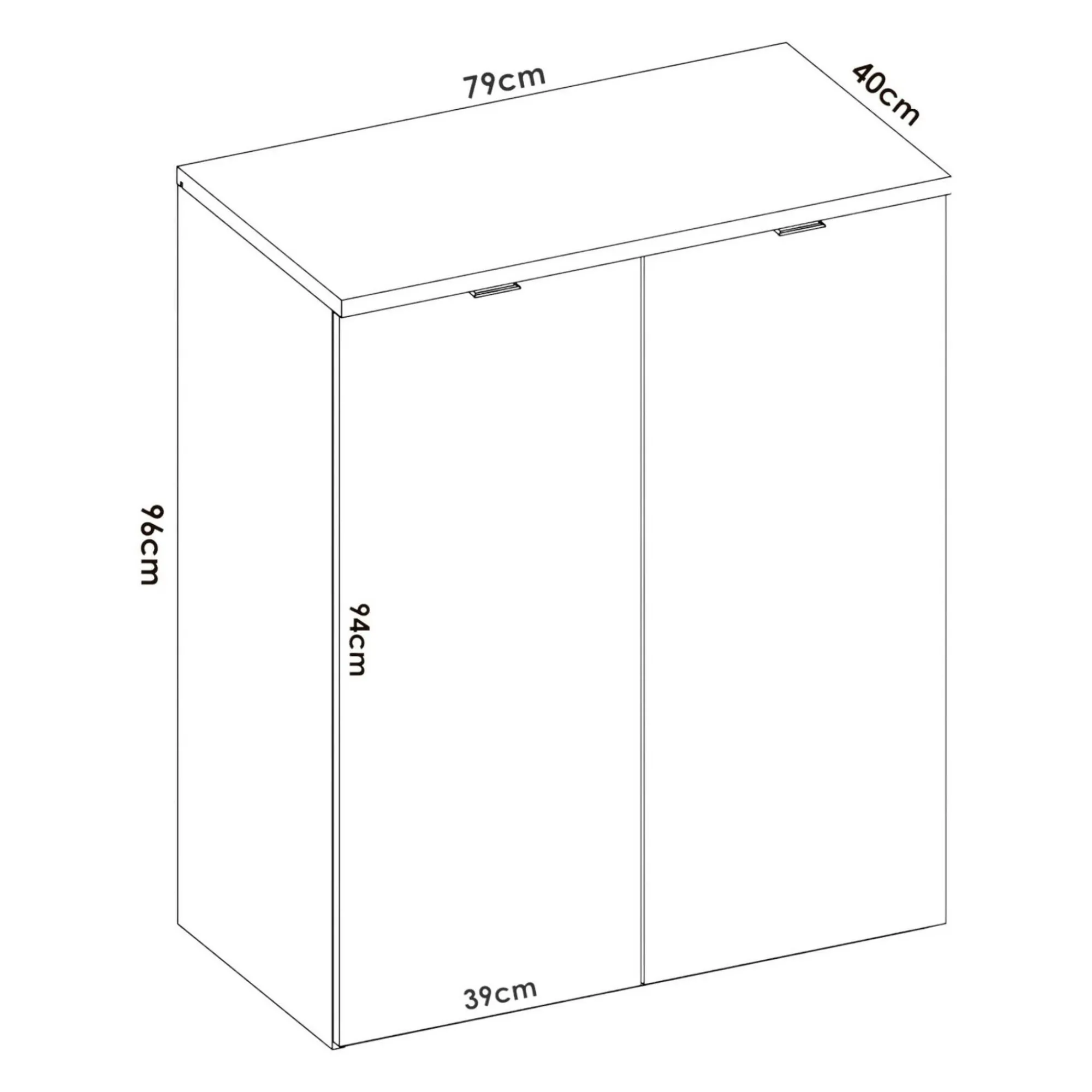 Armadio multiuso 2 ante Alicha, 79x40h96 cm, Bianco e Rovere<Dmora Sale
