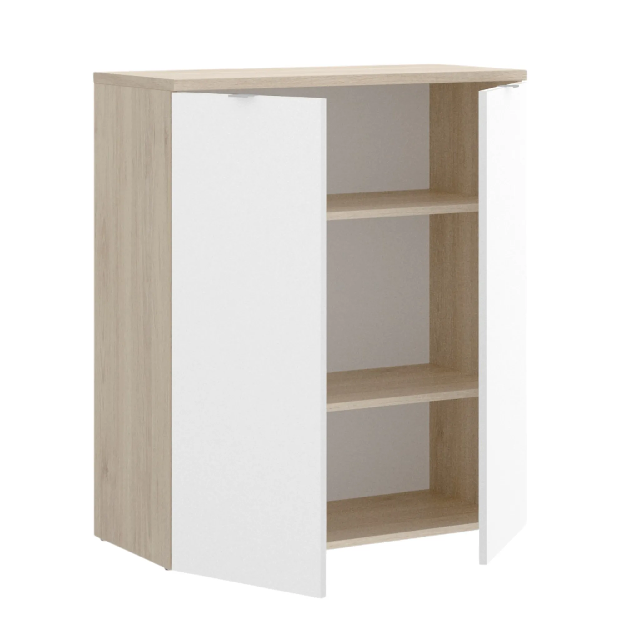 Armadio multiuso 2 ante Alicha, 79x40h96 cm, Bianco e Rovere<Dmora Sale
