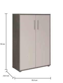 Armadio multiuso 2 ante Angie, 79x34h118 cm, Cemento e Bianco<Dmora Outlet
