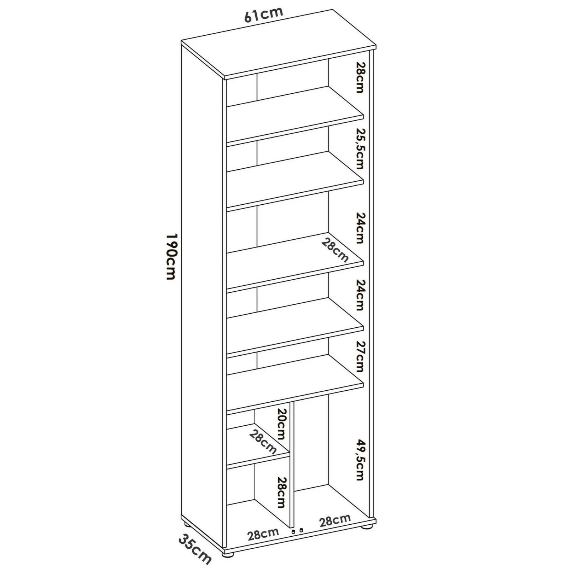 Armadio multiuso 2 ante Apro, 61x35h190 cm,<Dmora Discount