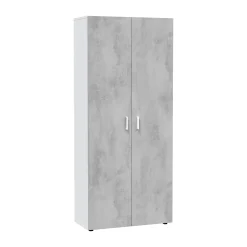 Armadio multiuso 2 ante Ashkita, 80x37h182 cm, Cemento e Bianco<Dmora Store