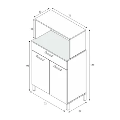 Armadio multiuso 2 ante Asaro, 72x40h126 cm, Bianco e Rovere<Dmora Hot