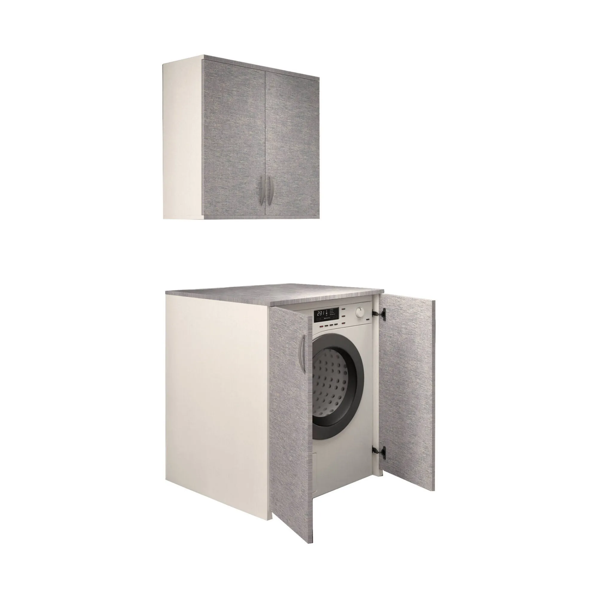 Armadio multiuso 2 ante Atzara, 76x70h90 cm, Bianco e Grigio<Dmora New