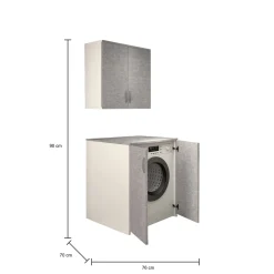 Armadio multiuso 2 ante Atzara, 76x70h90 cm, Bianco e Grigio<Dmora New