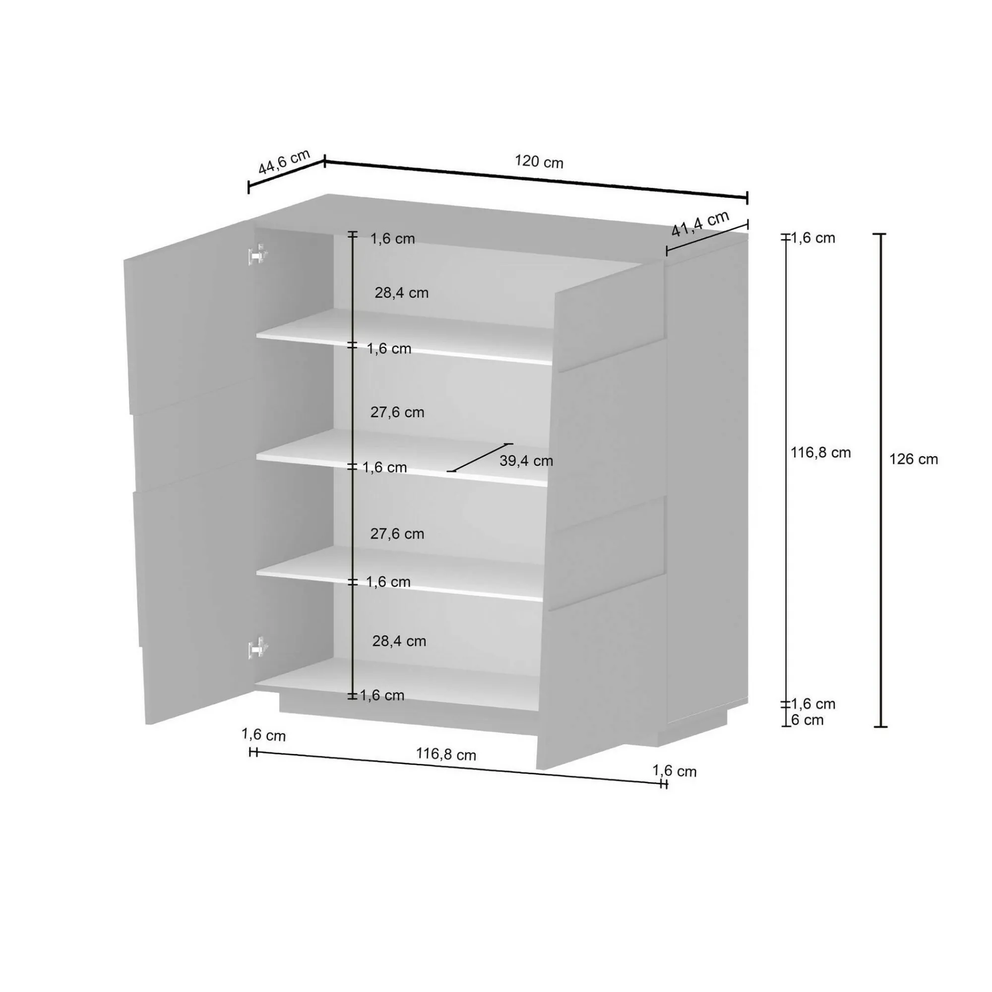Armadio multiuso 2 ante Aulla, 120x44h126 cm,<Dmora Clearance