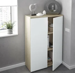 Armadio multiuso 2 ante Dionisio, 80x33h119 cm, Rovere e Bianco<Dmora Sale