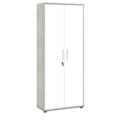 Armadio multiuso 2 ante Dpazzin, 79x34h188 cm, Bianco e Cemento<Dmora Shop