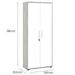 Armadio multiuso 2 ante Dpazzin, 79x34h188 cm, Bianco e Cemento<Dmora Shop