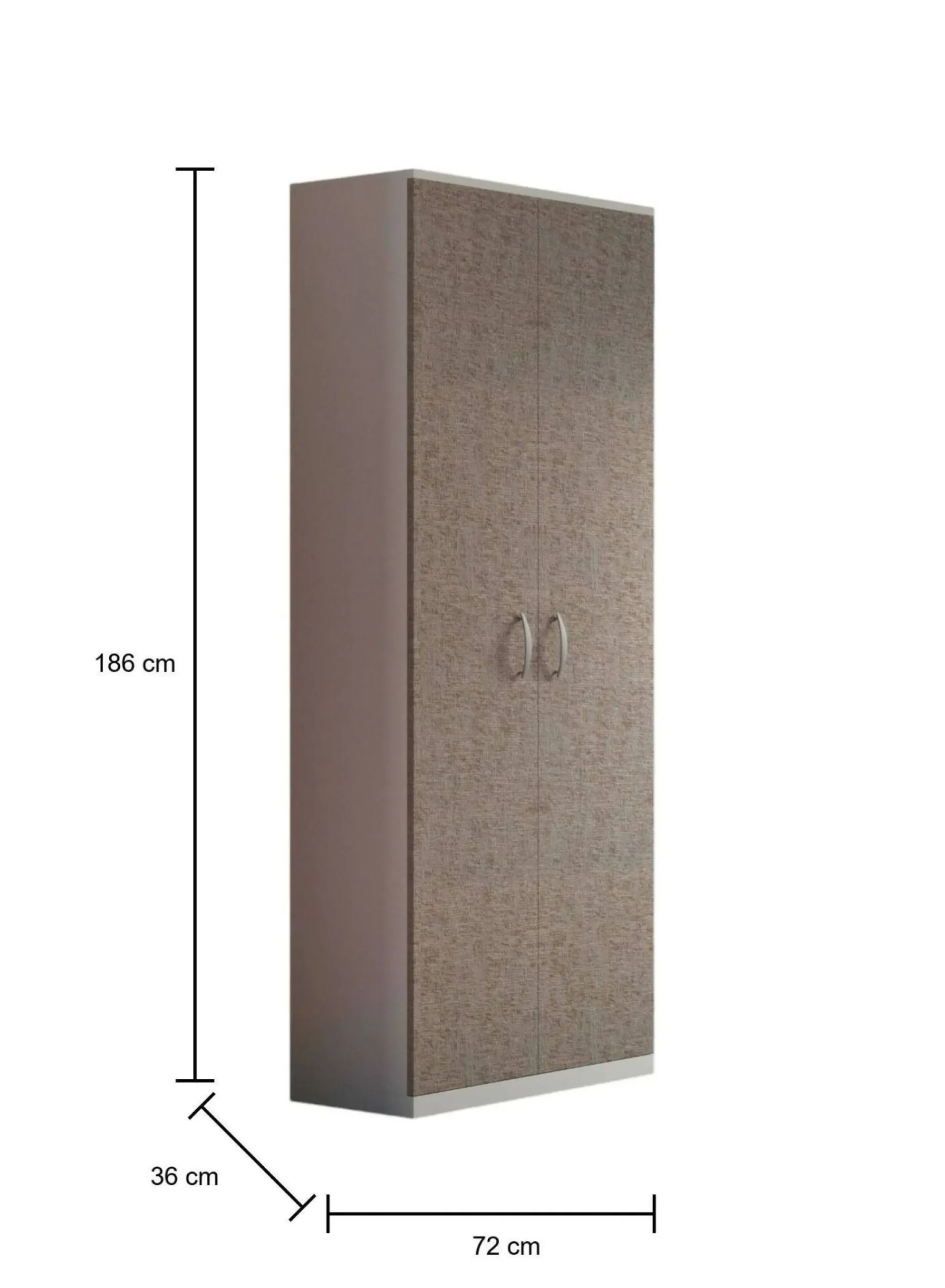Armadio multiuso 2 ante Dradic, 72x36h186 cm, Bianco e Marrone<Dmora New