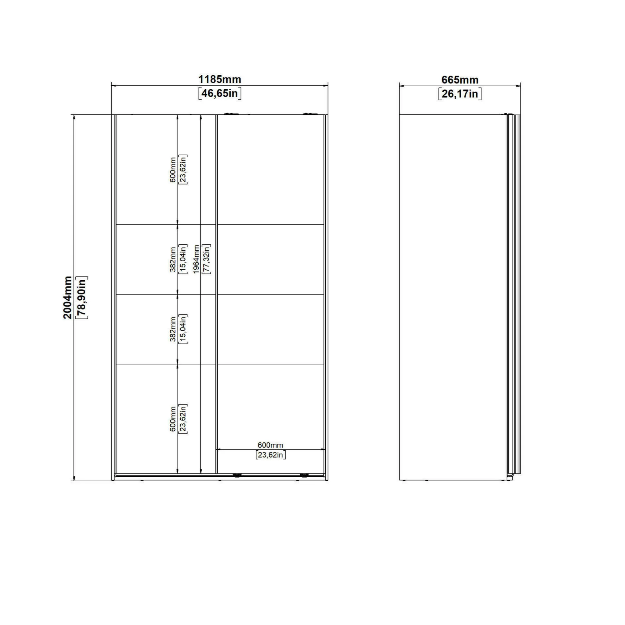 Armadio multiuso 2 ante Elen, 65x119 h200 cm,<Dmora Outlet