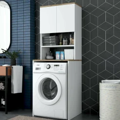 Armadio multiuso 2 ante Fiamma, 65x60h184 cm, Bianco e Noce<Dmora Cheap