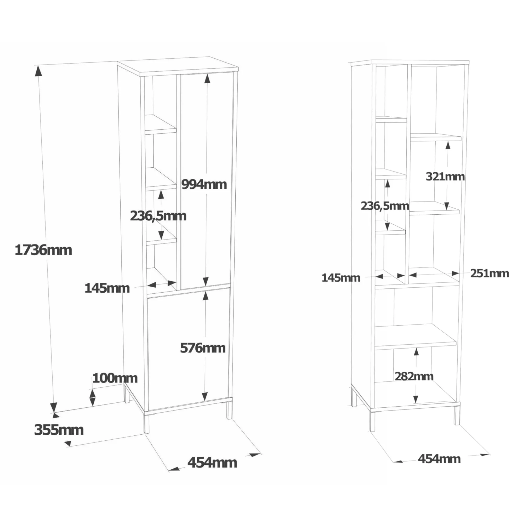 Armadio multiuso 2 ante Jongdari, 45x36 h174 cm,<Dmora New