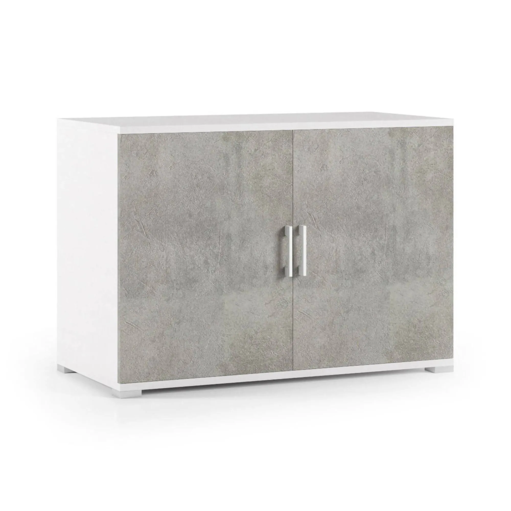 Armadio multiuso 2 ante Serafinito, 90x45h66 cm, Cemento e Bianco<Dmora Hot